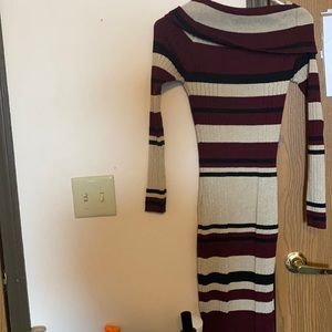 Red and silver fall dress